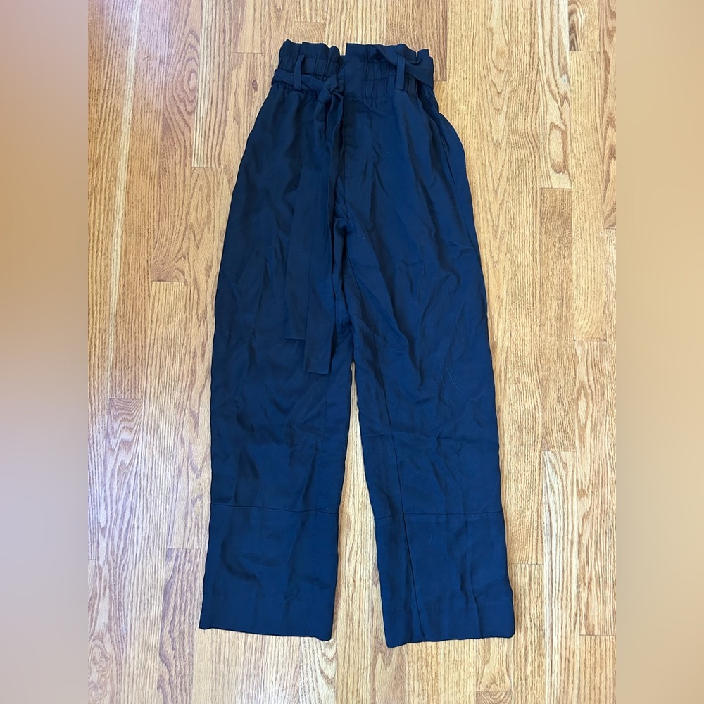 J. Crew Black Straight Leg Pants with Tie Waist